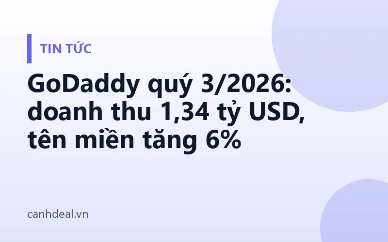 GoDaddy quý 3/2026: doanh thu 1,34 tỷ USD, tên miền tăng 6%